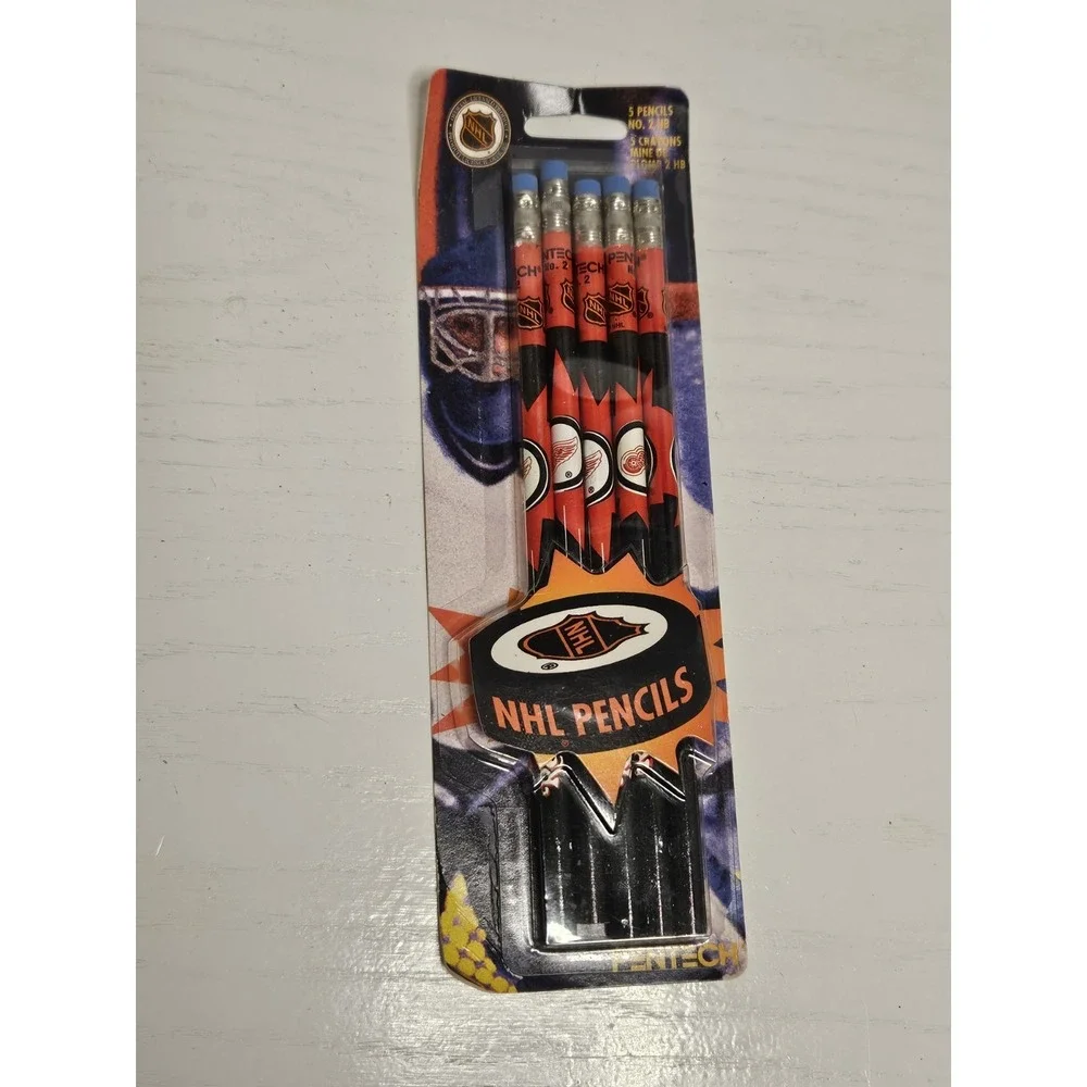 Vintage RED WINGS TEAM LOGO 5-PACK PENCILS BRAND NEW Pentech ‎ **READ**